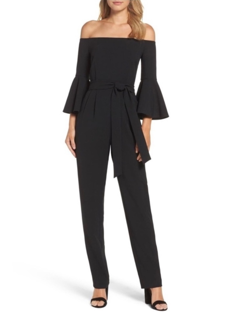 NEW Eliza J Off The Shoulder Bell Sleeve Slim Leg Jumpsuit Size 10 Evening NWT